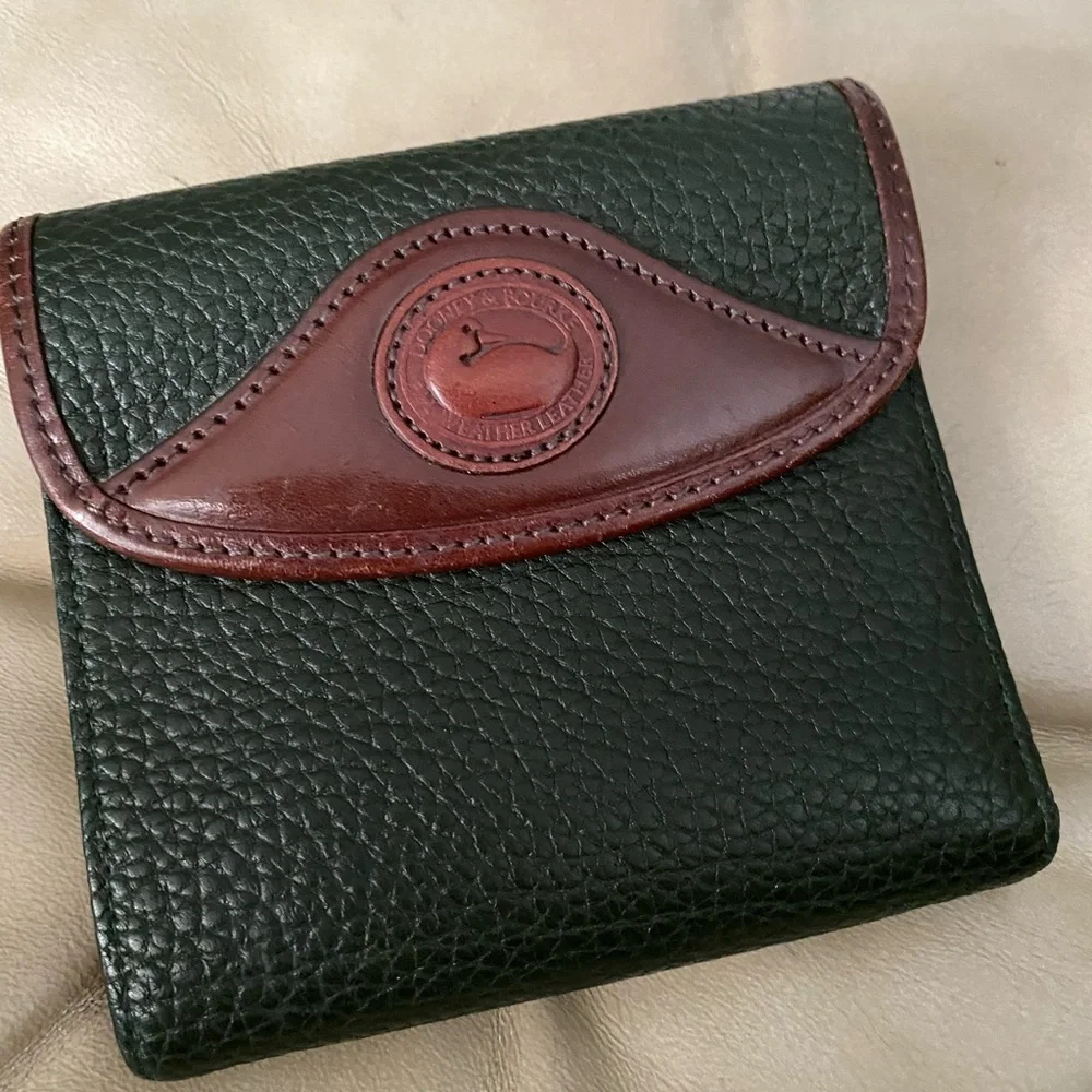 LKNW Vintage Dooney & Bourke Forest/Hunter Wallet & Oval Duck Key Fob Ring Set - Picture 3 of 13